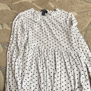 New Look White and Black Polka Dot Blouse